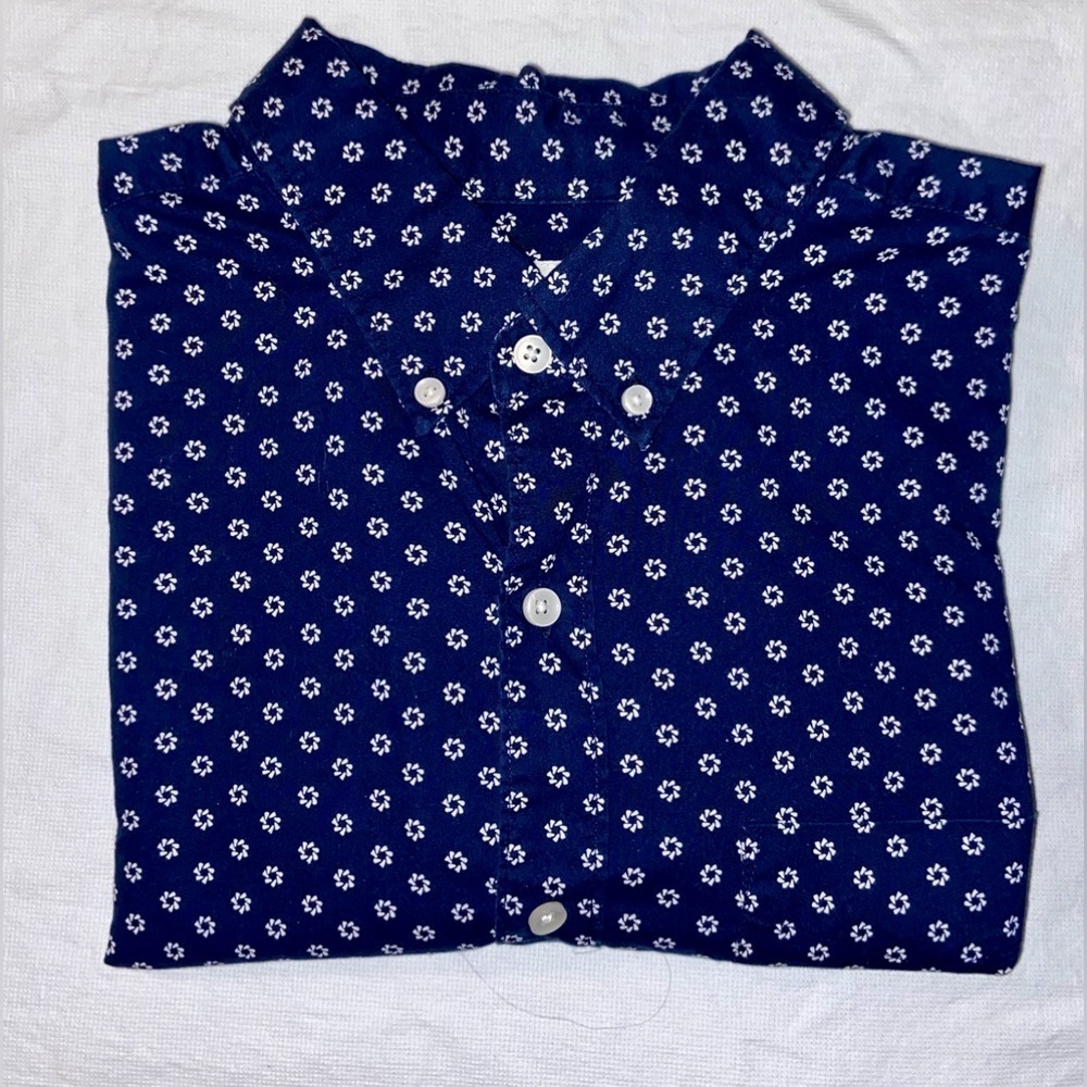 2/40$ Men’s American Eagle cotton navy blue buttoned shirt Sz Large